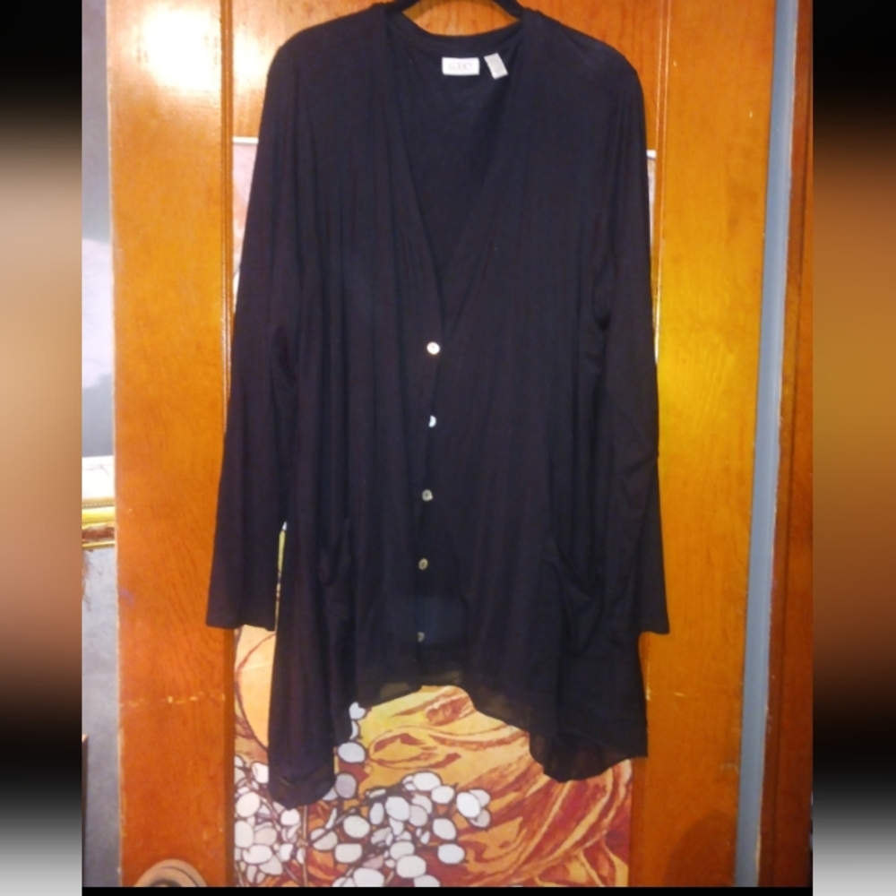 Black Button-Up Cardigan Logo Xl